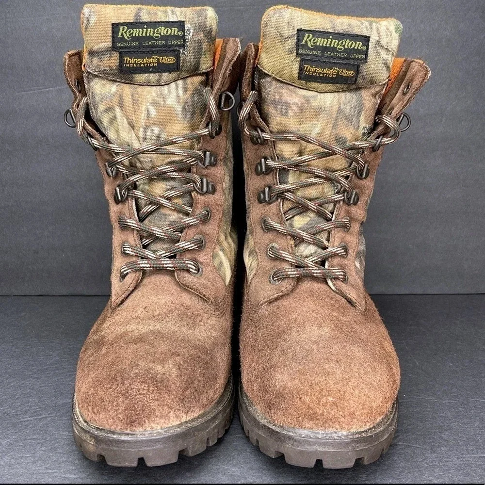 Remington 270 Men's Brown Camo Genuine Leather‎ Insulated Hunting Boots Size 8